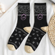 Long Tube Black and White Retro Waist Pattern Socks