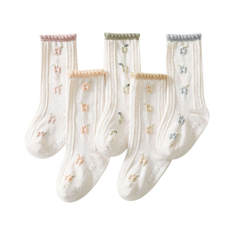 Girls Anti-slip Dispensing Medium Tube Floral Socks Floor Socks