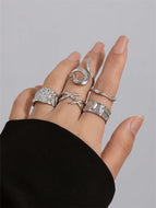 Geometric Metal Ring Set Vintage Rings