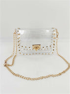 Crossbody Stadium Purse Gold Studs Clear Bag