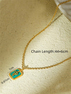 Gold-tone Necklace with Green Snake Pendant