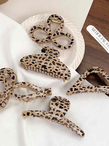 Beige Leopard Print Hair Clip