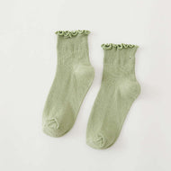 Ruffled Cuffed Low Top Socks Knitted Lace Socks