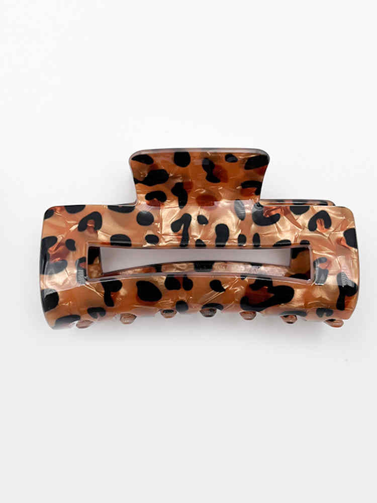 Leopard Print Square Hollow Hair Clip for Women