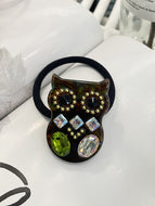 Owl Rhinestone Glitter Hairband Rubber Band