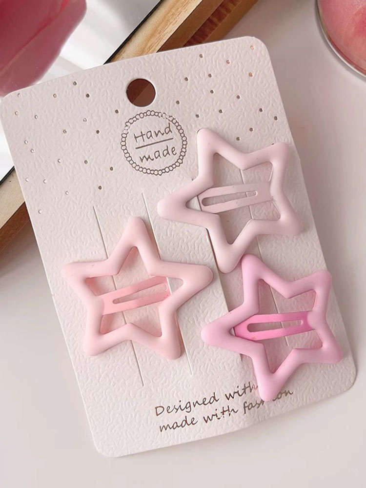 Pink Star Heart Bangs Clip