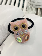 Owl Rhinestone Glitter Hairband Rubber Band