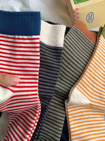 Striped Contrast Color Women's Socks