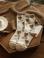 Bear Coffee Color Series Women's Socks