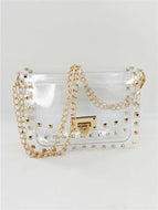 Crossbody Stadium Purse Gold Studs Clear Bag