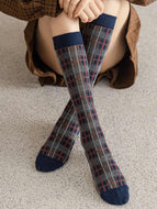 Women's Classic Geometric Check Calf Socks