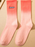 Gradient Embroidered Letter Socks for Men and Women