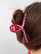 Pink Polka Dot Simple Hair Clip