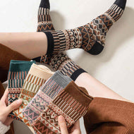 Double Needle Ethnic Style Women's Socks