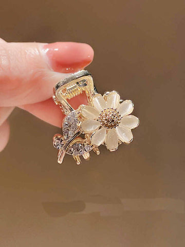 Mini Rhinestone Flower Hairpin