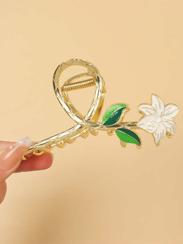 White Lily Flower Hairpin