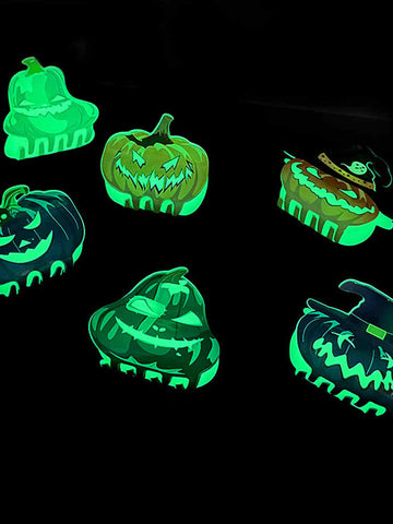 Glow-in-the-Dark Pumpkin Atmosphere Halloween Hair Clip