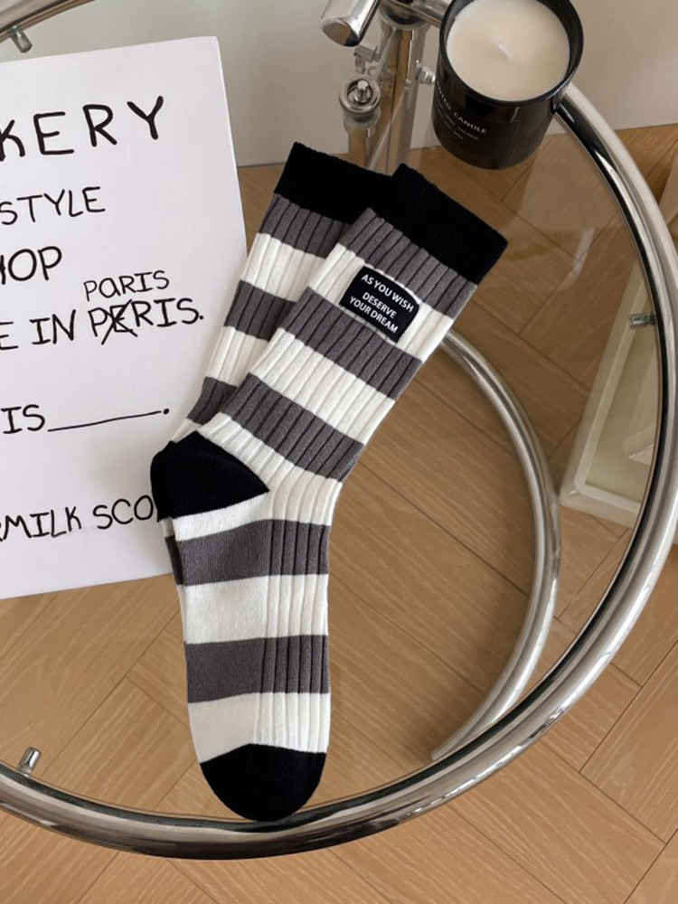 Colorblock Striped Autumn and Winter Women's Socks