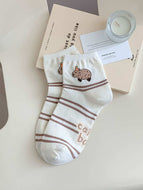 Coffee Color Cute Cartoon Bear Socks