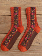 Retro Ethnic Style Flower Women's Socks