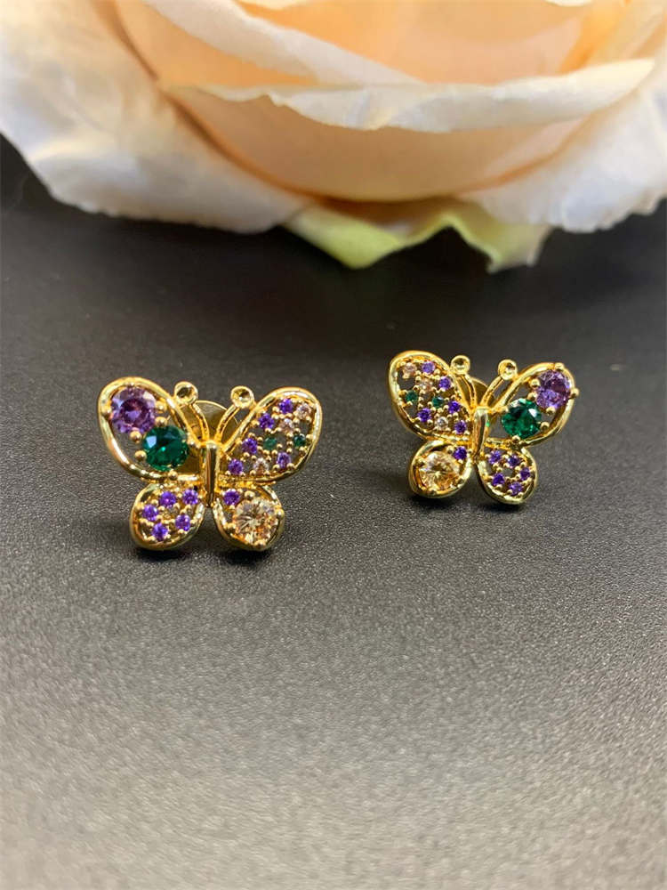 Butterfly Gold Clip on Earrings Statement Rhinestone Crystal Sparkly Clip on Earrings for Women