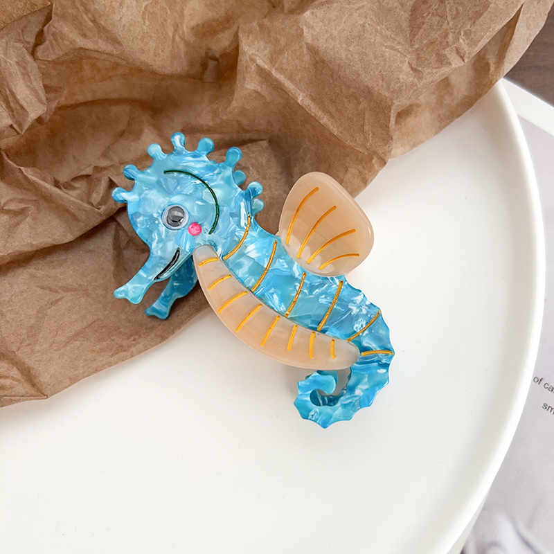 Blue Seahorse Hair Clip