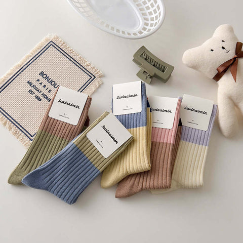 Retro Striped Color Block Socks