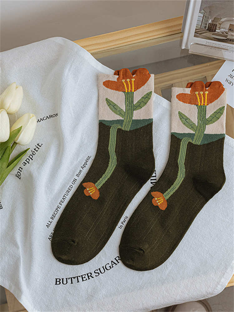 French Painting Style Mid-tube Socks