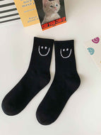 Black  White Smiley Couple Casual Socks