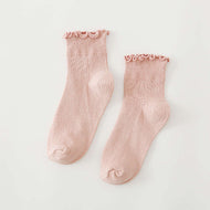 Ruffled Cuffed Low Top Socks Knitted Lace Socks