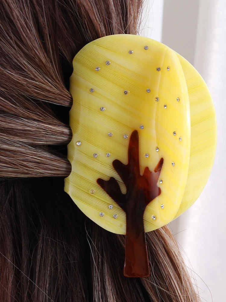 Yellow Rhinestone Women's Hairpin