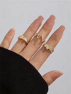 Geometric Metal Ring Set Vintage Rings