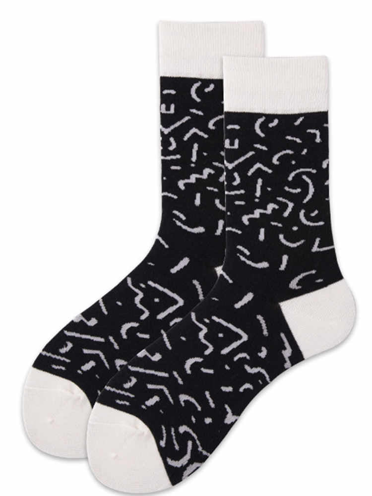 Black and White Irregular Lines Women's Socks