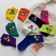 Candy Color Versatile Smiling Face Women's Socks