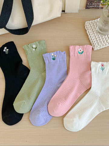 Lovely Floral Embroidered Socks