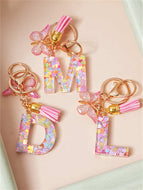 Butterfly Fringe Letter Key Chain