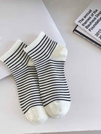 Black Pinstripe Polka Dot Women's Socks