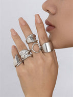 Geometric Metal Ring Set Vintage Rings