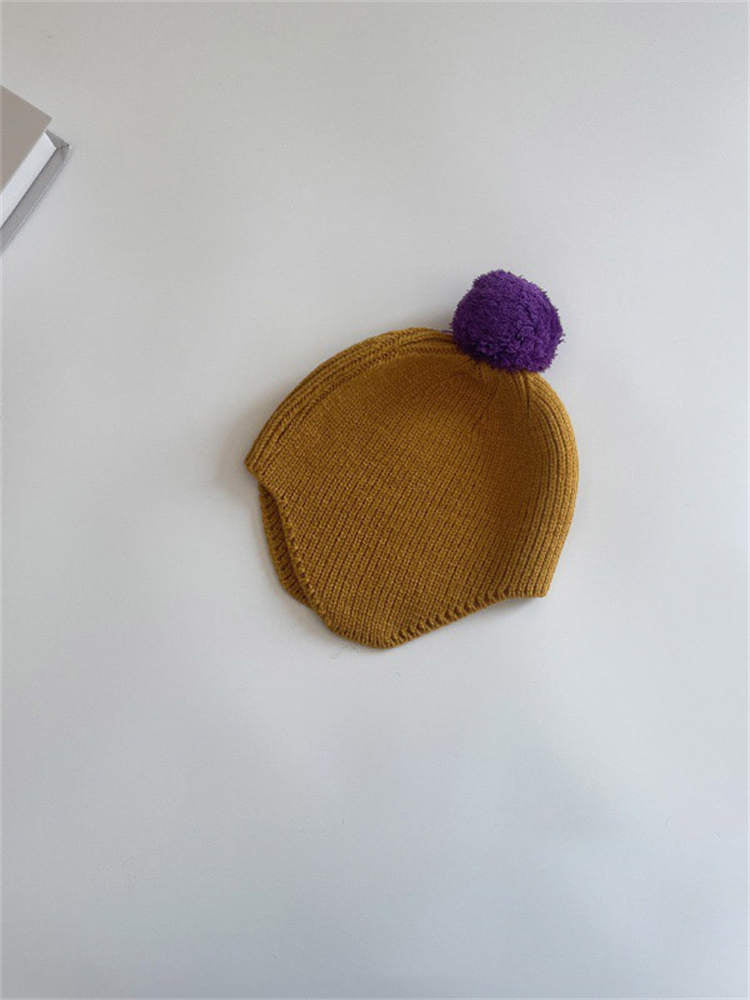 Cute Fur Ball Knitted Hat for Infants and Toddlers