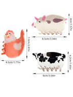 Pig and Cow Small Animal Hair Clips