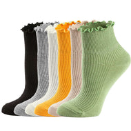 Ruffled Cuffed Low Top Socks Knitted Lace Socks