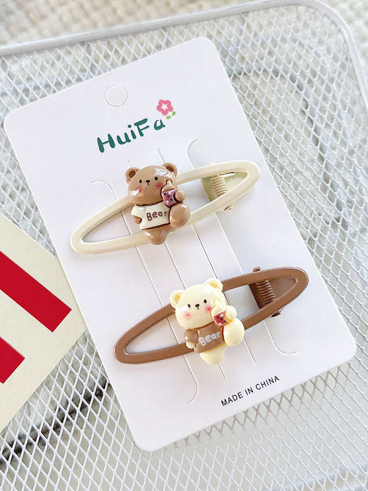 Milk Coffee Color Bear Bangs Hairpin