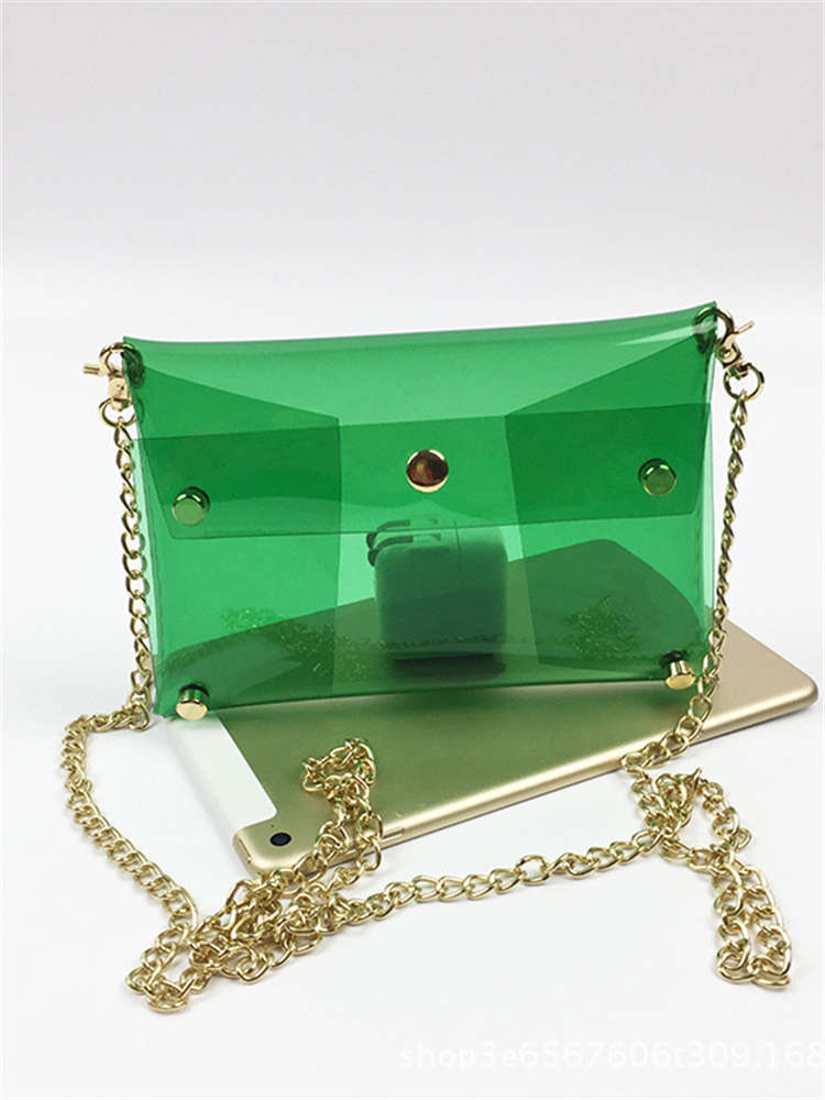 Green Clear PVC Clutch Jelly Shoulder Bag