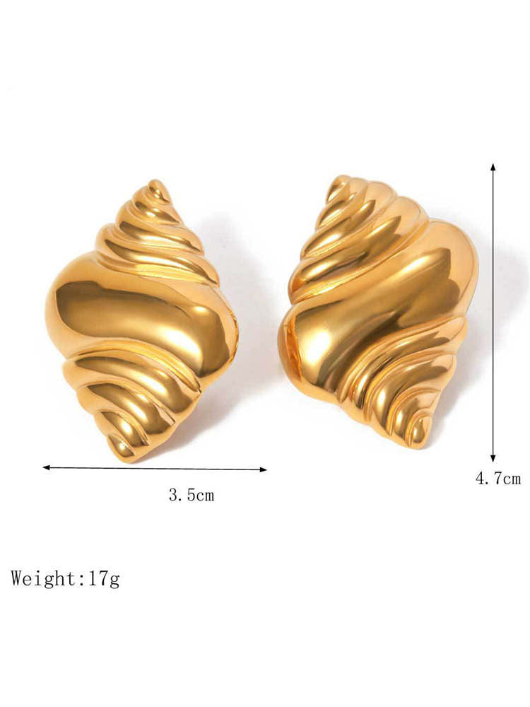 Conch shell Gold Statement Earrings - 18k Gold Plated