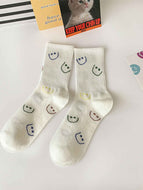 Black  White Smiley Couple Casual Socks