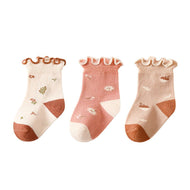 Cute Newborn Baby Socks with Wooden Ears Socks Three Pair