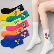 Candy Color Versatile Smiling Face Women's Socks