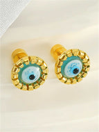 Eye Polishing Plating Stainless Steel 18K Gold Plated Ear Studs