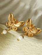 Pearl Butterfly Tassel Earrings