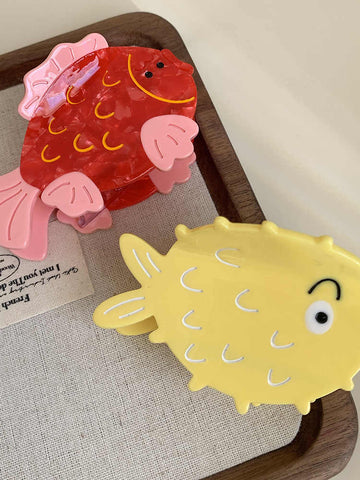 Little Red Fish Puffer Creative Hairpin